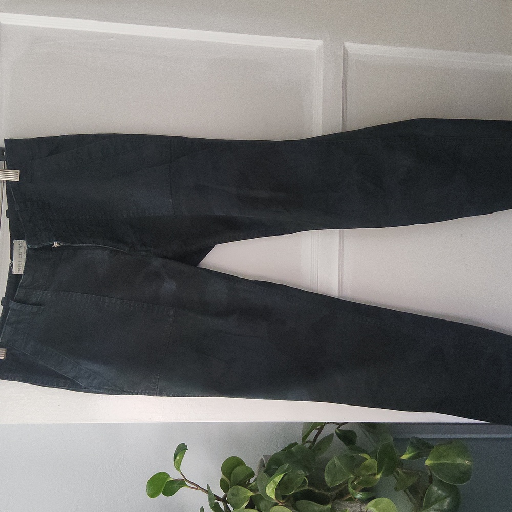 Nili Lotan Womens Cotton Camouflage Mid Rise Zip Up Slim Cut Pants Blue Size 28